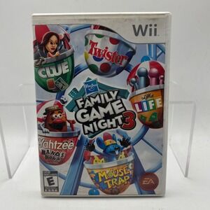 Hasbro Family Game Night 3 Nintendo Wii Complete CIB Life Clue Mouse Trap